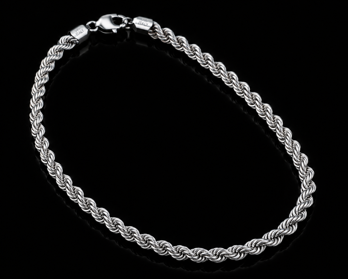 925 Sterling Silver 6.5MM Hollow Rope Chain