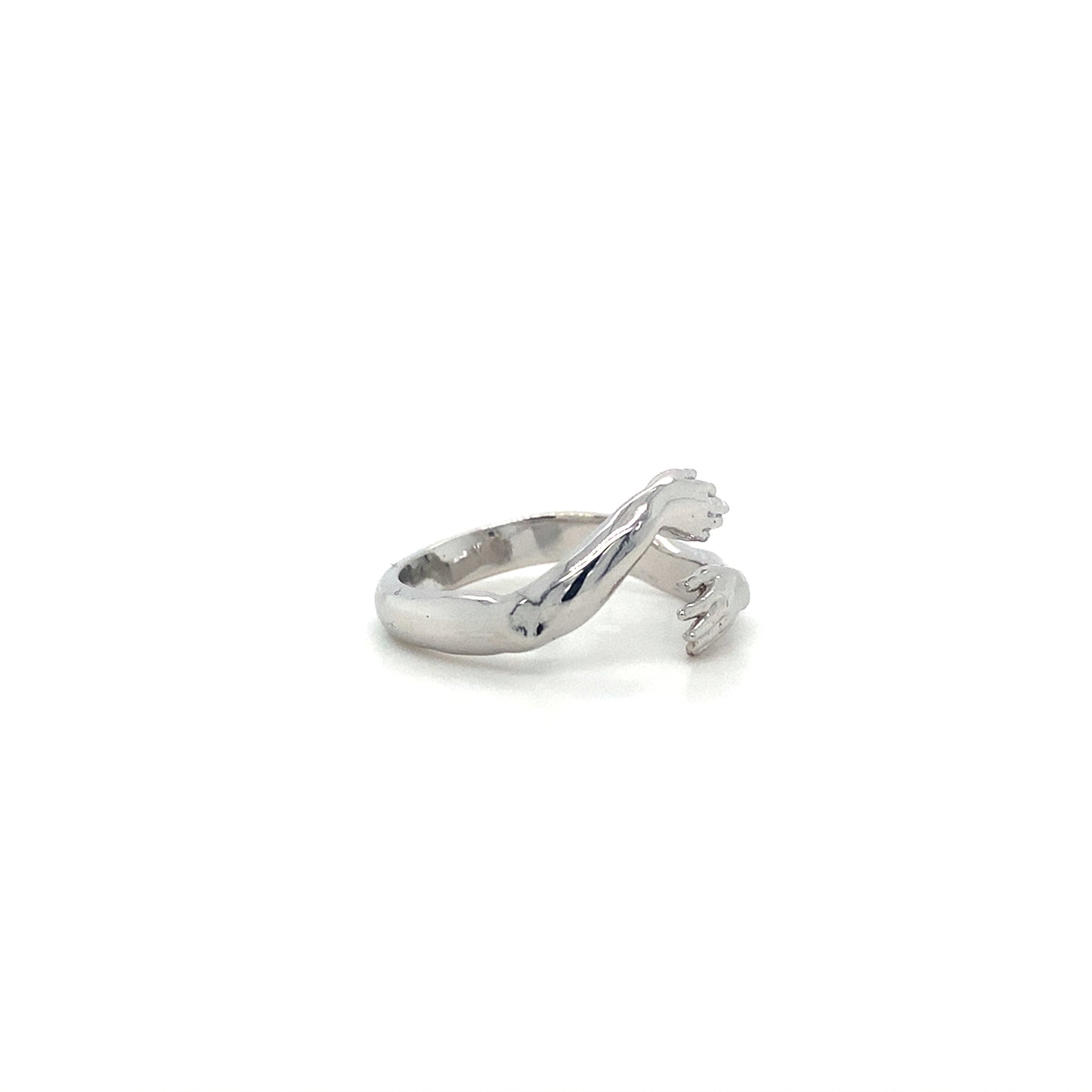 Reaching Hand In 14K White Gold Ring