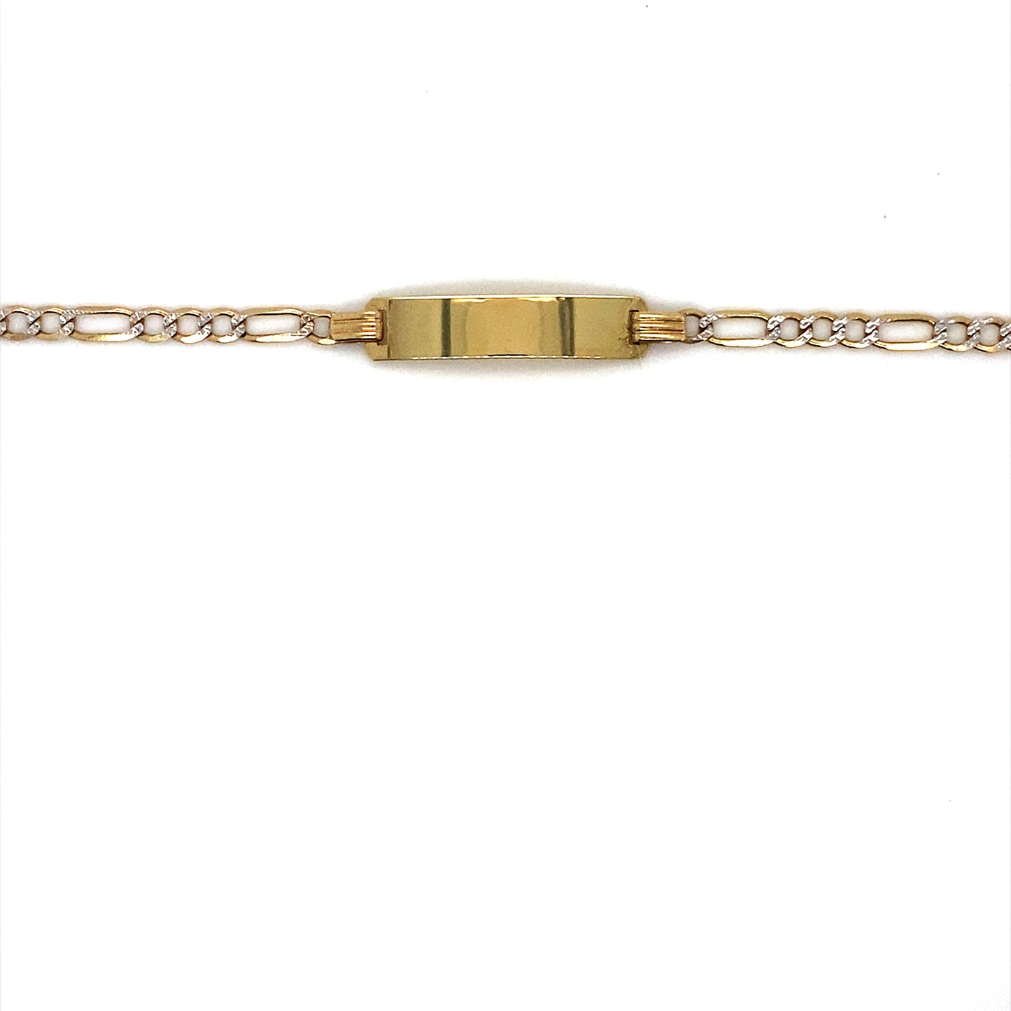 14K Yellow Gold Pave Figaro ID Bracelet 5 3/4”