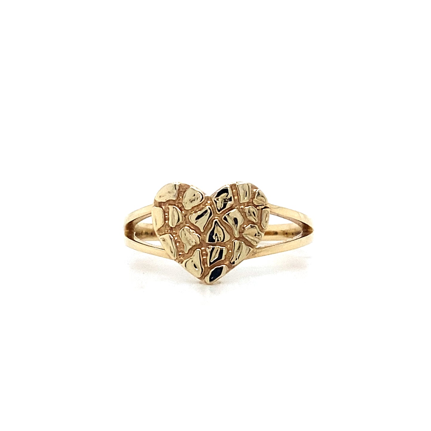 14K Yellow Gold Heart Nugget Ring