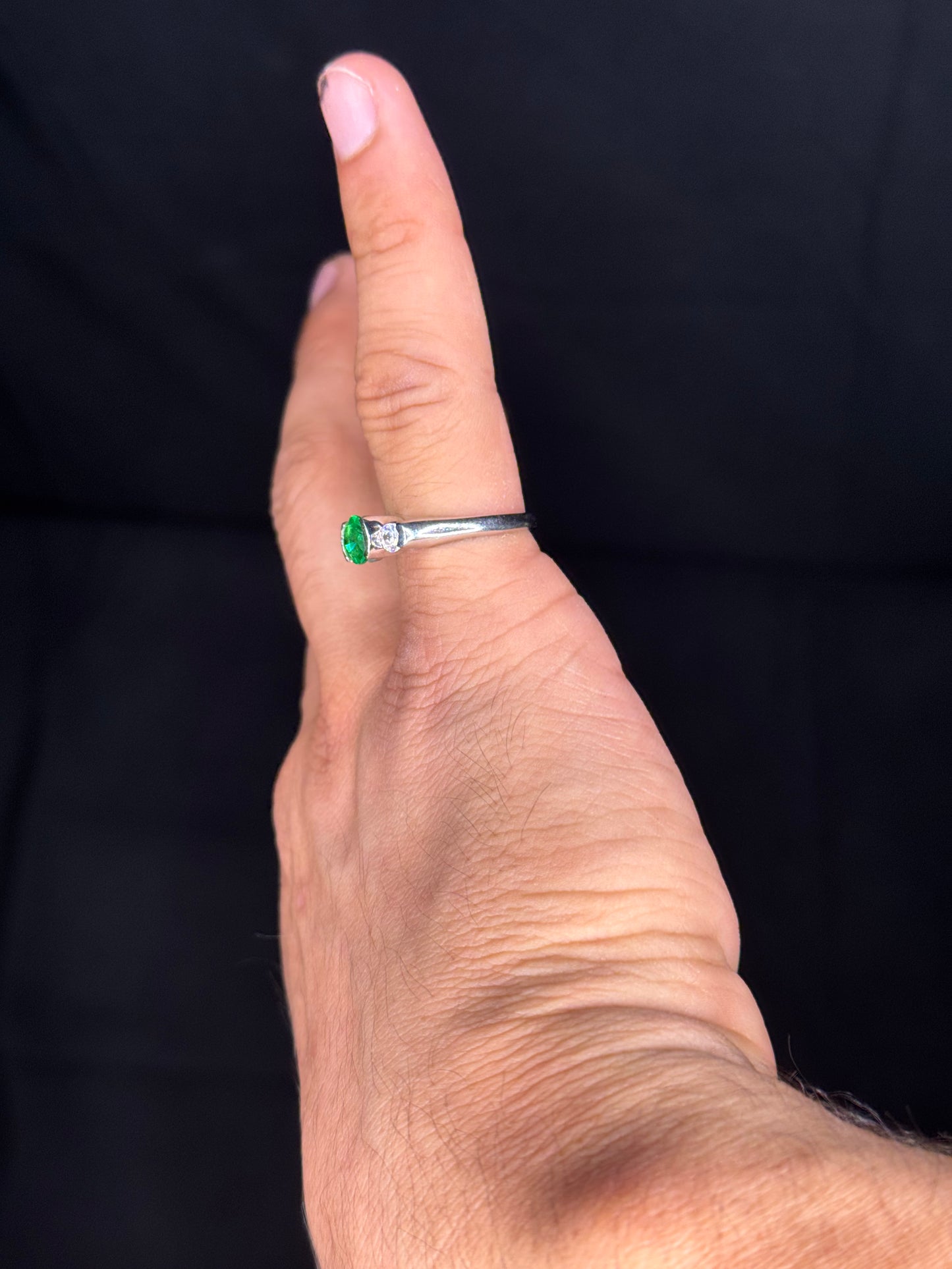 14K White Gold Emerald Ring
