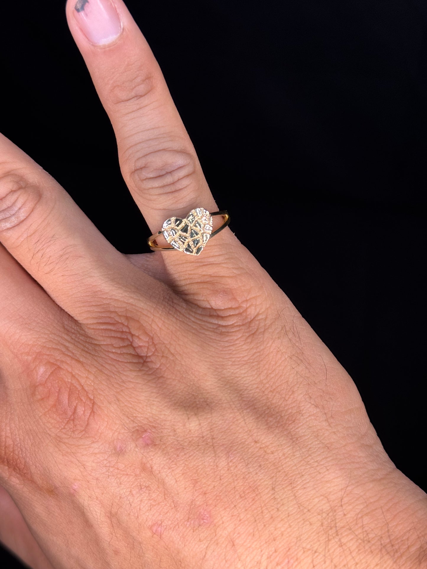 14K Yellow Gold Heart Nugget Ring