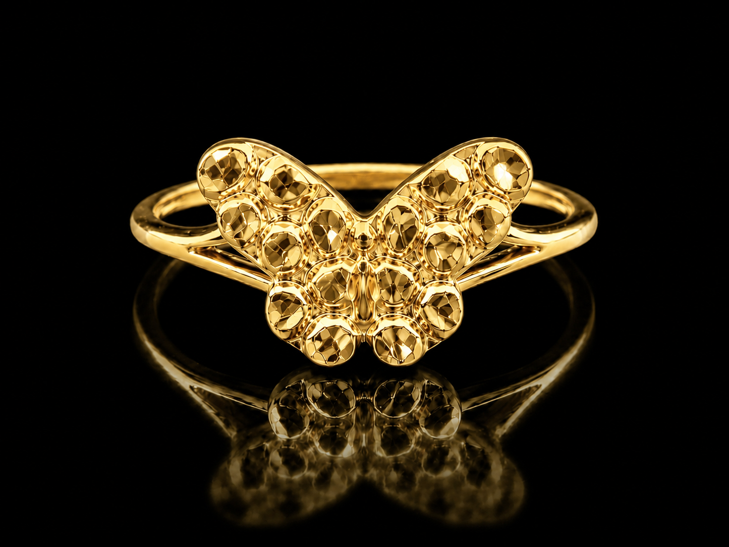 925 Silver Butterfly Nugget Ring