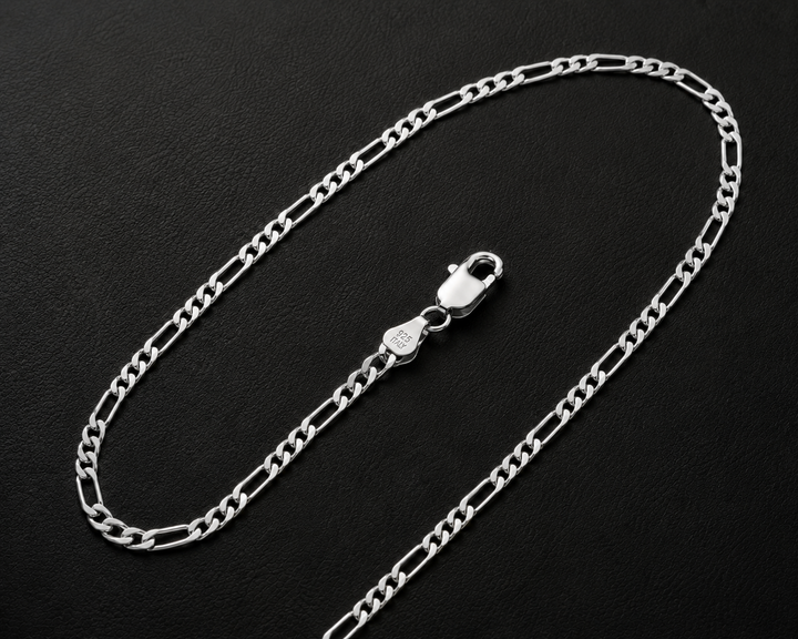 925 Sterling Silver 2MM Figaro Chain & Bracelet