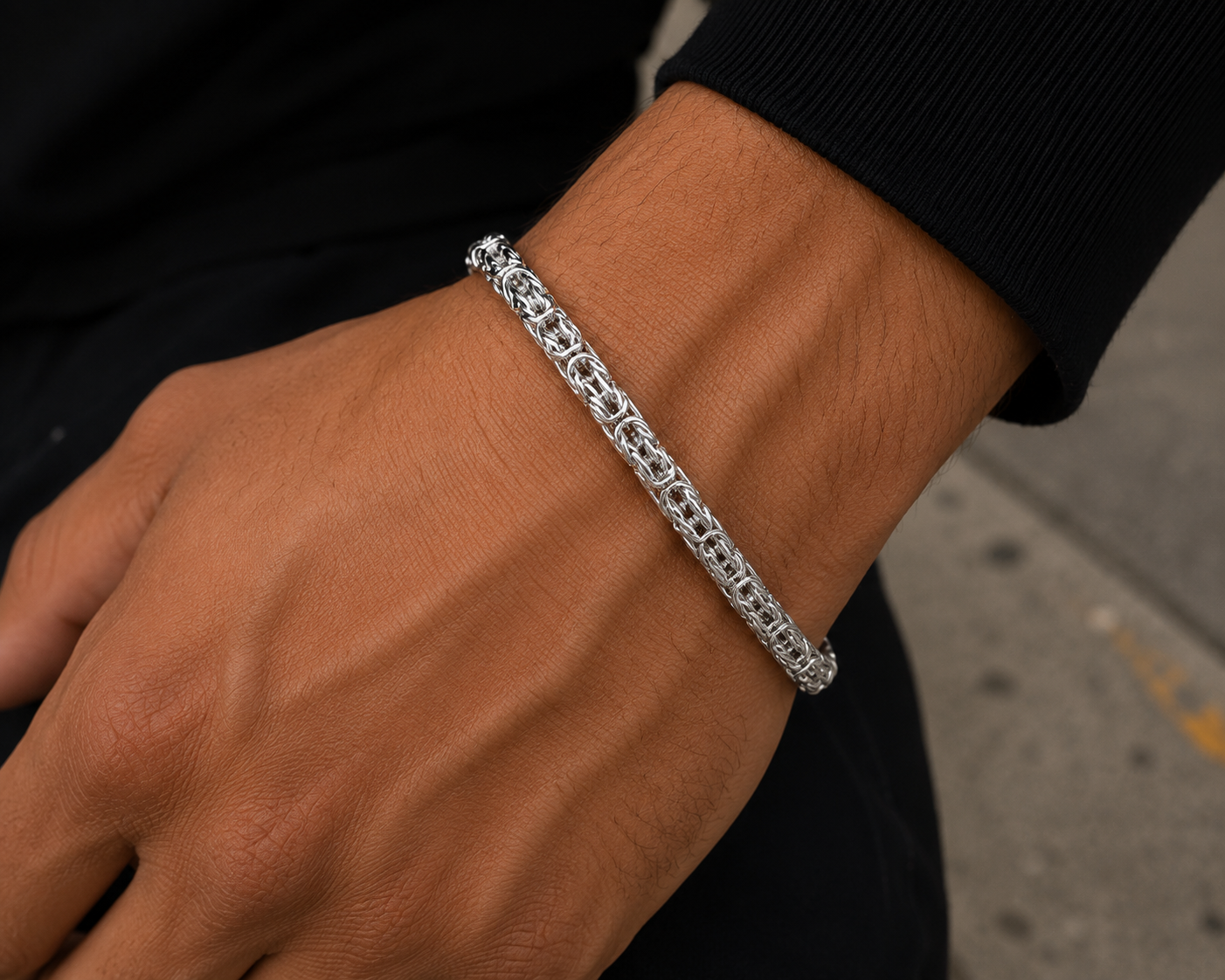 925 Sterling Silver 3.5MM Diamond Cut Square Byzantine Chain & Bracelet