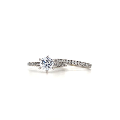 14K White Gold 6 Prong Engagement Set
