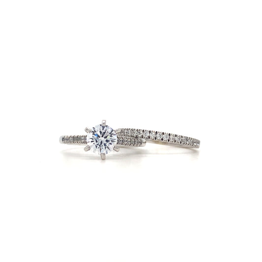 14K White Gold 6 Prong Engagement Set