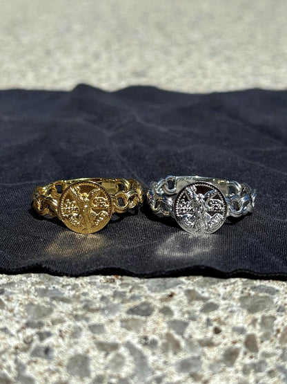 925 Silver Centenario Chino Link Ring