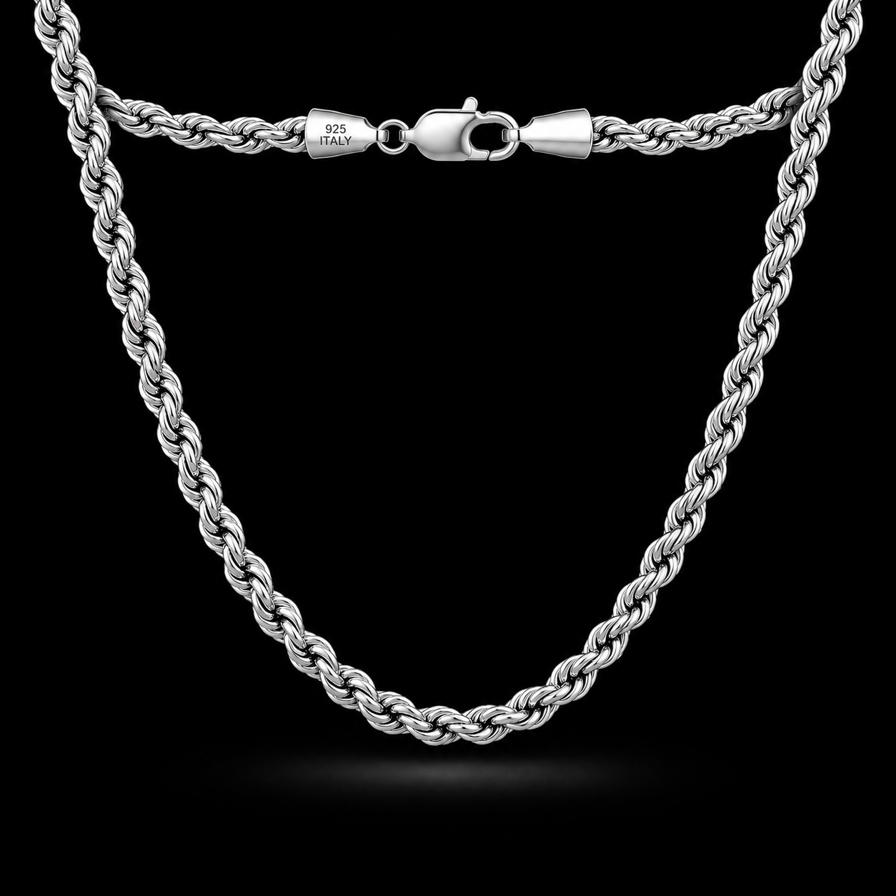 925 Sterling Silver 7MM Rope Chain & Bracelet