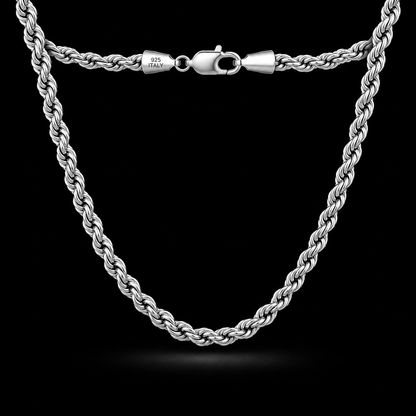 925 Sterling Silver 7MM Rope Chain & Bracelet