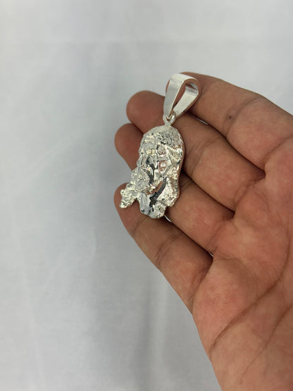 925 Silver Jesus Face Pendant 54mm x 27mm