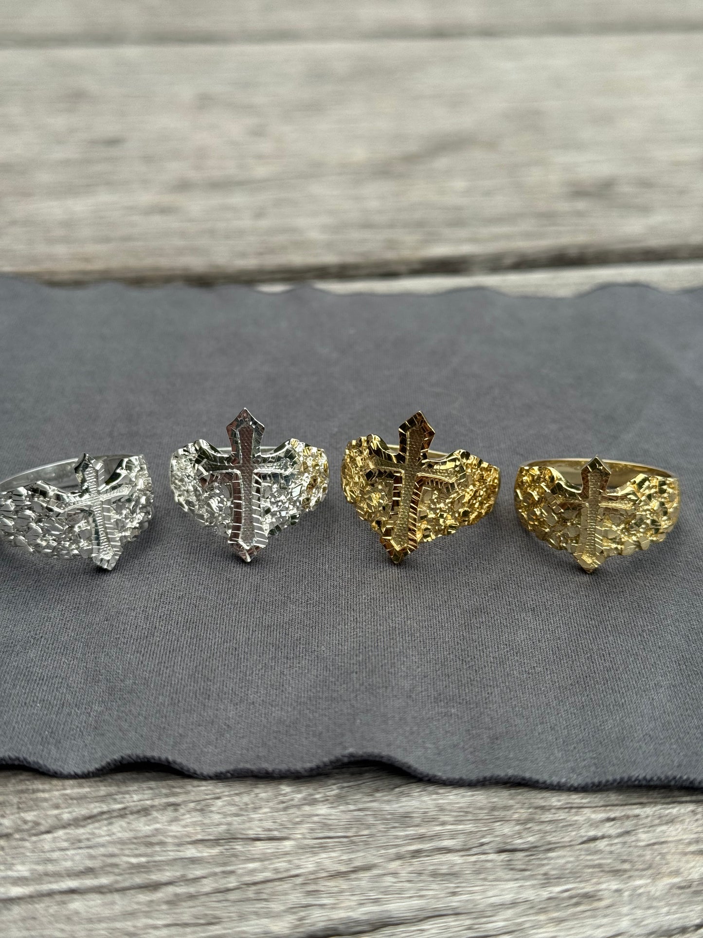 925 Silver Nugget Cross Ring