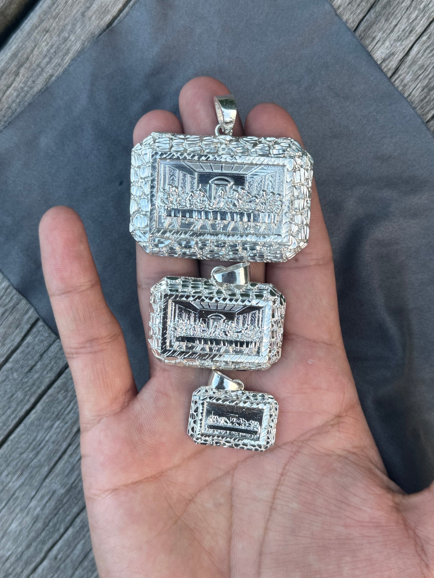 925 Sterling Silver Nugget Last Supper Pendant