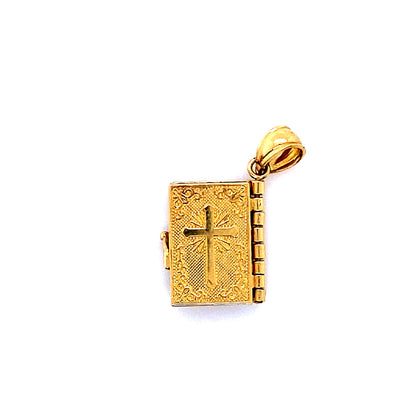 2-Tone 14K Santa Biblia Spanish Religious Charm