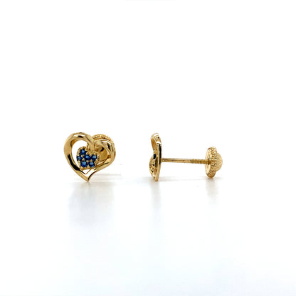 14K Yellow Gold Accent Tilted Heart Stud Earring