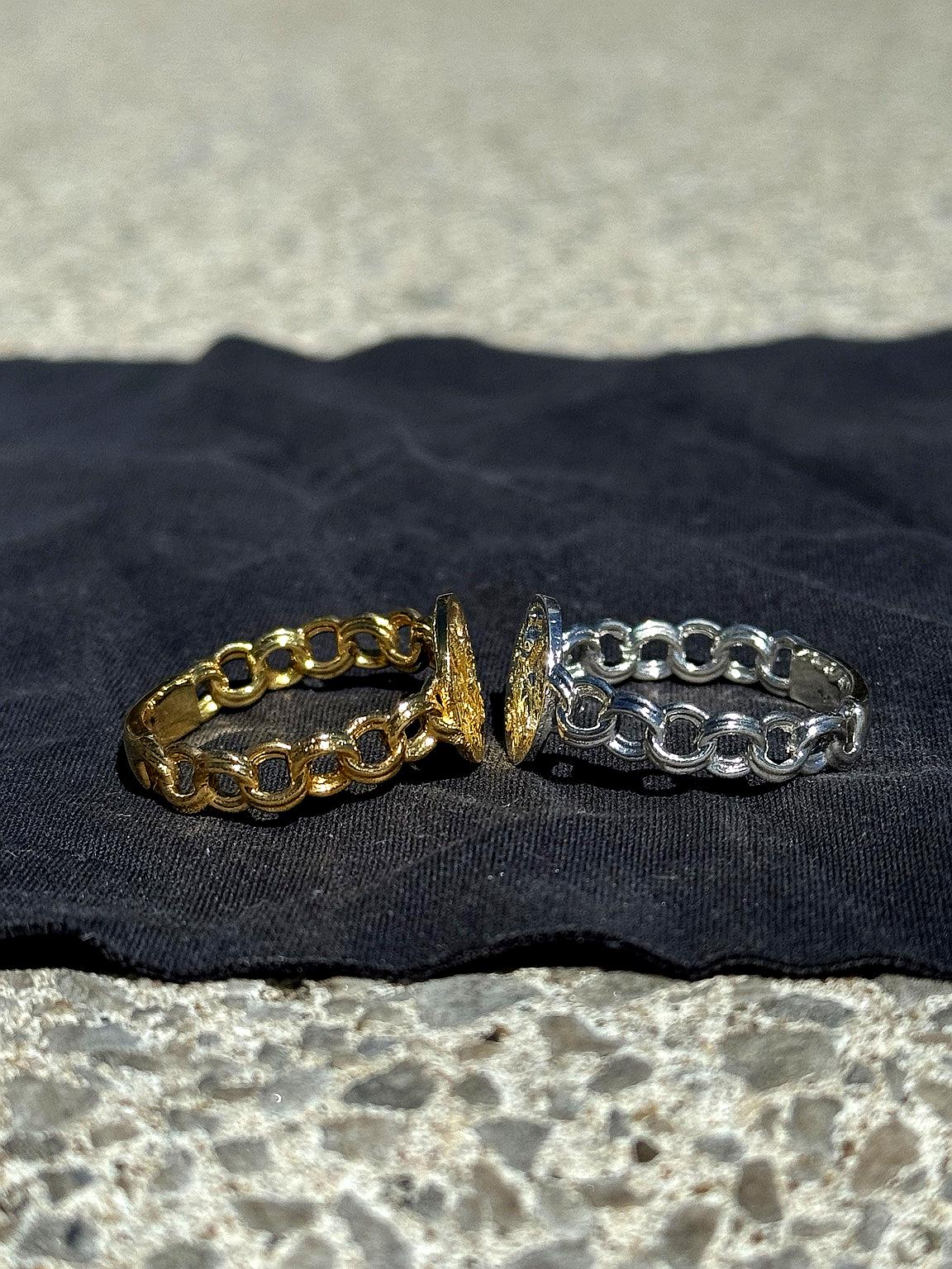 925 Silver Centenario Chino Link Ring