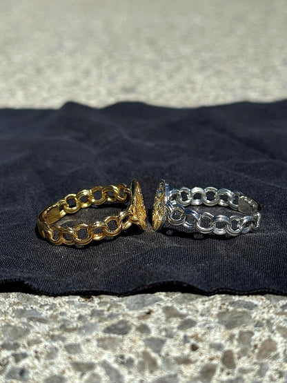 925 Silver Centenario Chino Link Ring