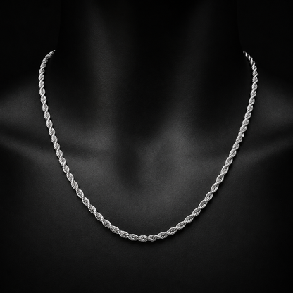 925 Silver 3MM Rope Chain & Bracelet