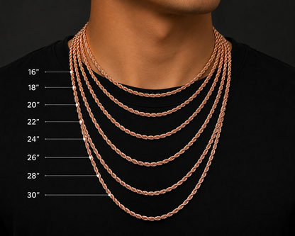 925 Silver 4MM Rope Chain & Bracelet