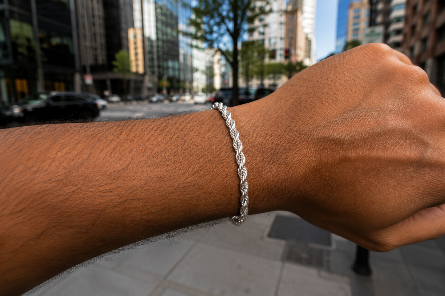 925 Silver 5MM 8" Rope Bracelet
