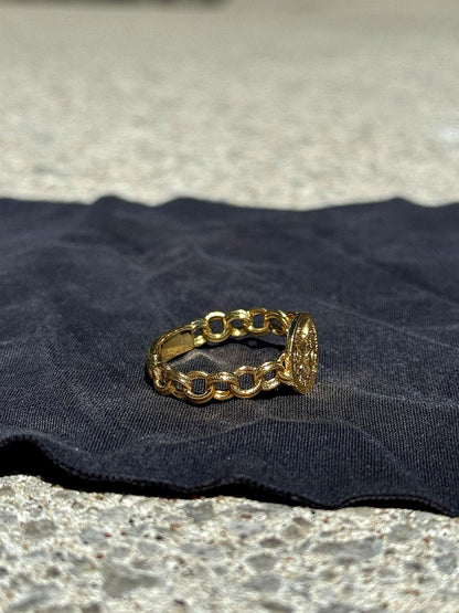 925 Silver Centenario Chino Link Ring