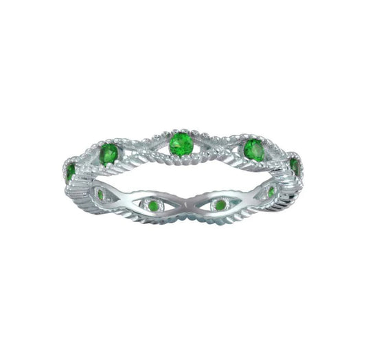 925 Sterling Silver Emerald Bands