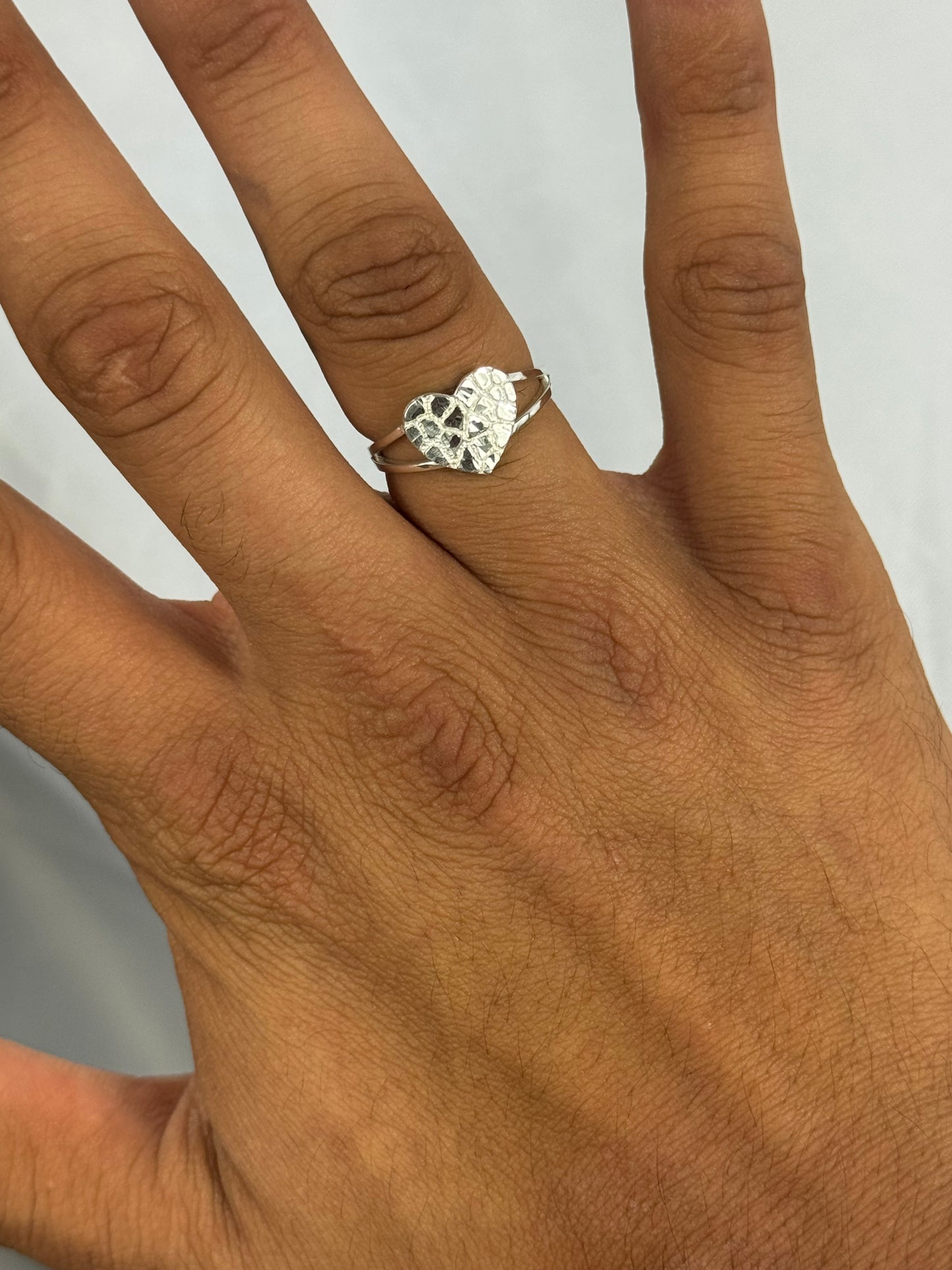 925 Silver Heart Nugget Ring