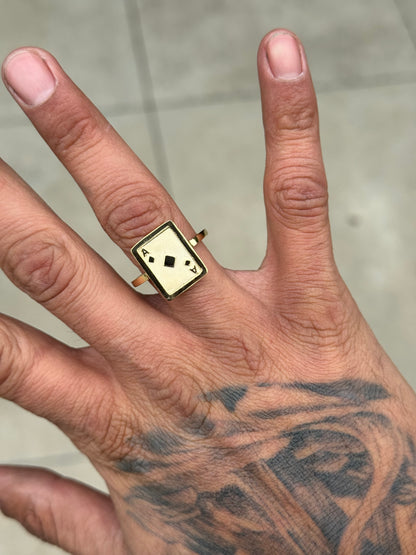 925 Silver Ace Card Ring
