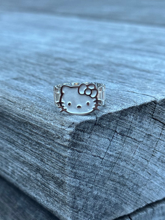 925 Silver Hello Kitty Ring - Cute Statement Ring - D's Custom Jewelry