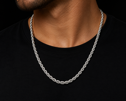 925 Sterling Silver 6MM Rope Chain & Bracelet