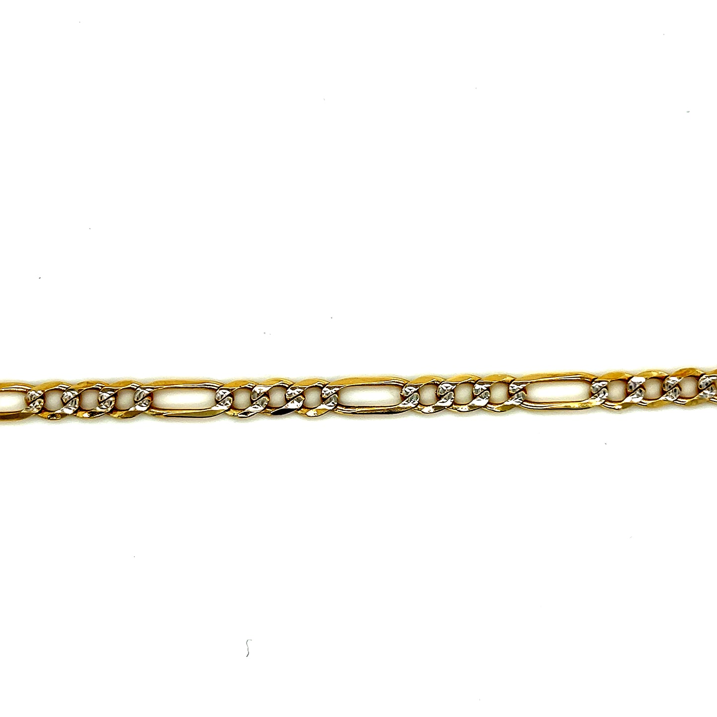 14K Yellow Gold Pave Figaro Bracelet 8 1/2”