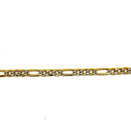14K Yellow Gold Pave Figaro Bracelet 8 1/2”