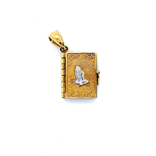 2-Tone 14K Santa Biblia Spanish Religious Charm
