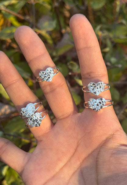 925 Silver Heart Nugget Ring