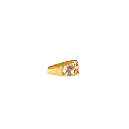 14K Tri-Color Lucky 13 Ring
