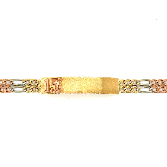 14K Multi-Tone 15th Quinceanera Bracelet