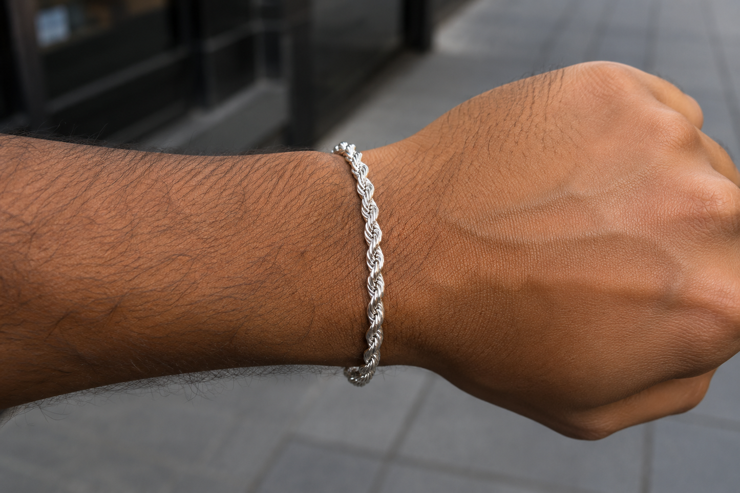 925 Silver 5MM 8" Rope Bracelet
