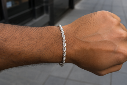 925 Silver 5MM 8" Rope Bracelet