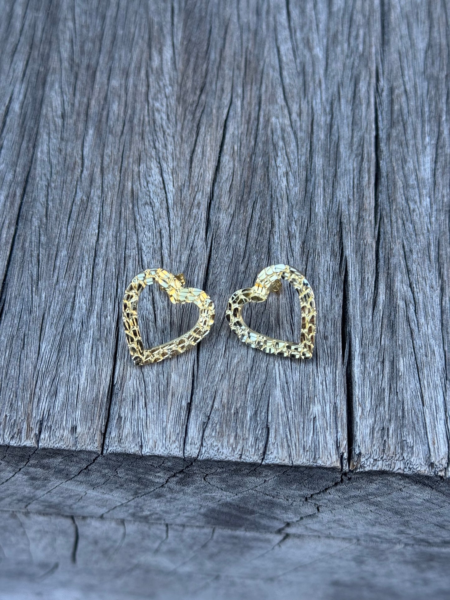925 Silver Heart Nugget Earrings
