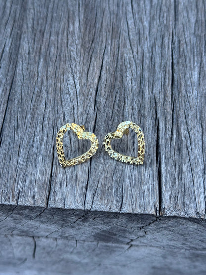 925 Silver Heart Nugget Earrings