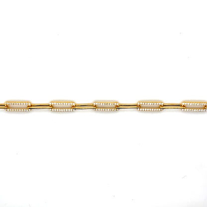 Gold-Plated Sterling Silver Paperclip Bracelet with CZ Accents