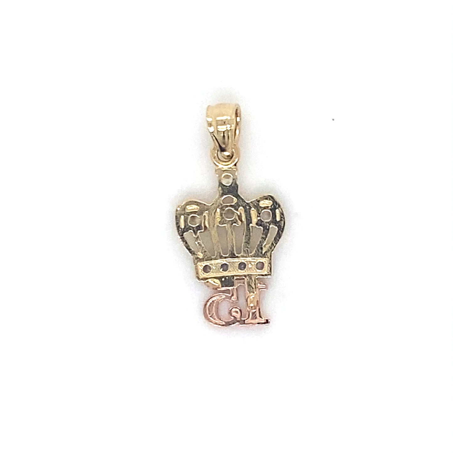 14K Two Tone Sweet 15th Quinceanera Crown Charm