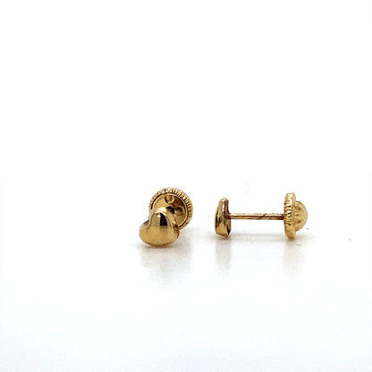 14K Yellow Gold Heart Studs