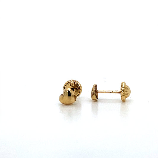 14K Yellow Gold Heart Studs