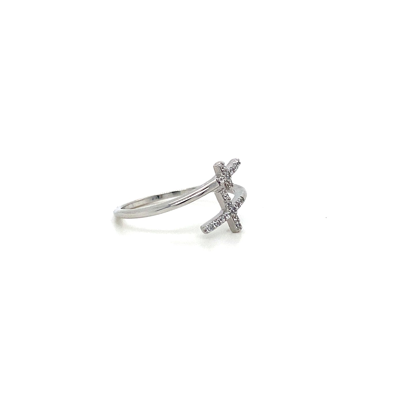 Double Cross Ring In 925 Sterling Silver
