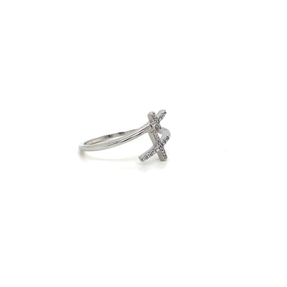 Double Cross Ring In 925 Sterling Silver