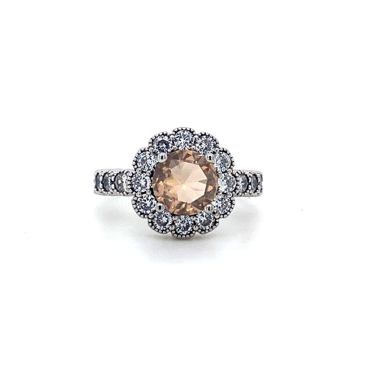 Cluster Champagne Ring In 925 Sterling Silvers