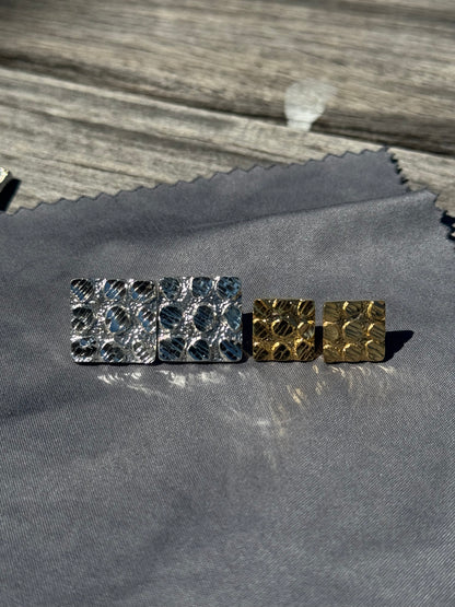 925 Silver Square Nugget Earrings