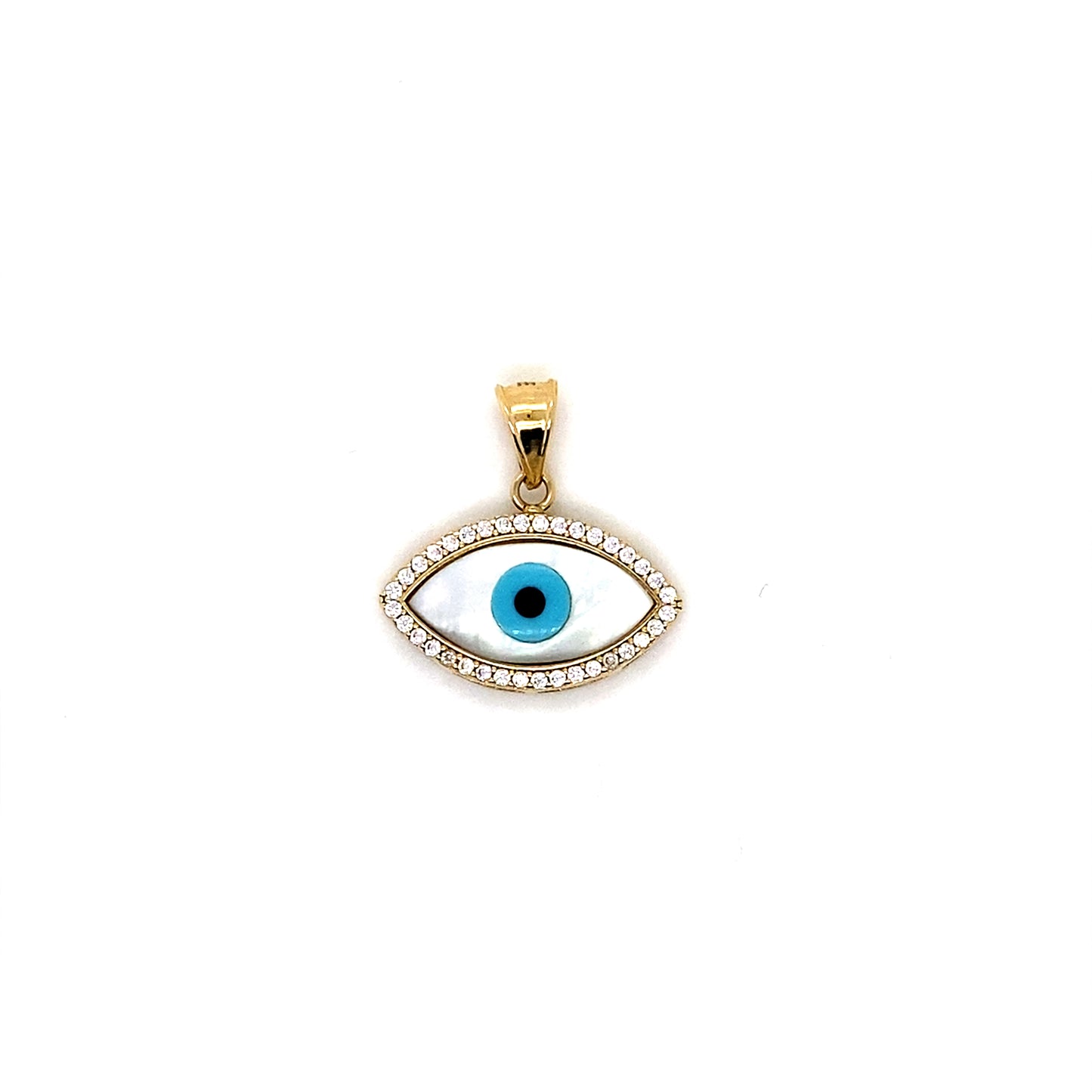 14K Yellow Gold Evil Eye Pendant