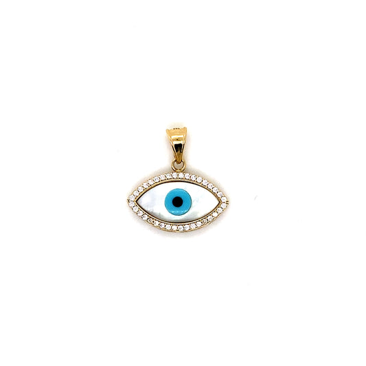 14K Yellow Gold Evil Eye Pendant